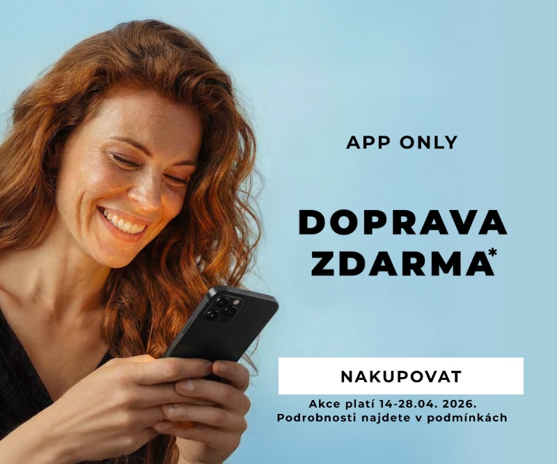Použití mobilní aplikace pro nákup, doprava zdarma pouze v aplikaci.