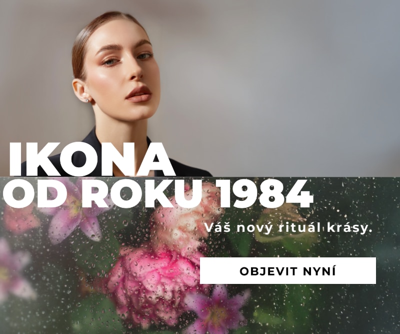 Ikonická značka krásy od roku 1984, květinový vizuál a výzva k objevování kosmetických produktů