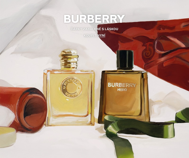 Luxusní parfémy Burberry Goddess a Burberry Hero na svátečním pozadí – ideální dárek k Vánocům.