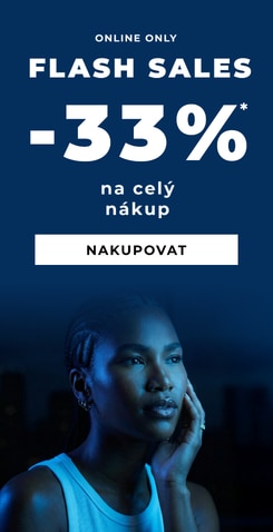 Promo banner Flash Sales se slevou 33 % na celý nákup a tlačítkem Nakupovat.