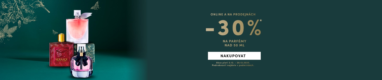 Sleva 30 % na parfémy nad 50 ml – Versace Eros Flame a další luxusní vůně, akce online i v prodejnách.