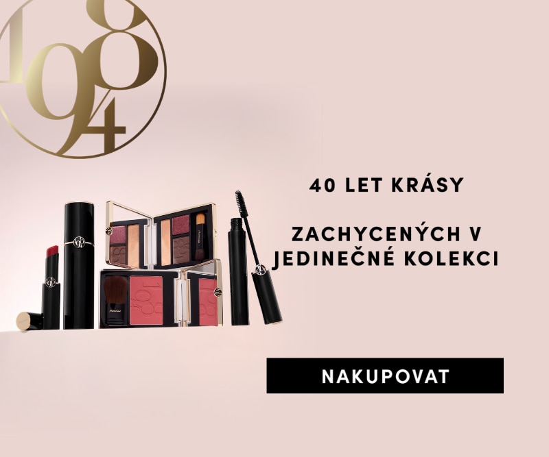 Banner Marionnaud s make-up kolekcí  Marionnaud 1894 – rtěnka, paletky očních stínů a tvářenek, řasenka, oslava 40 let krásy v jedinečné kolekci. Nakupujte online na Marionnaud Česká republika.