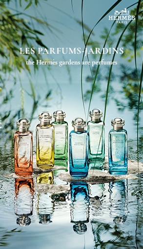 Kolekce parfémů Hermès Les Parfums Jardins v barevných flakonech