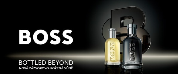 Dvě lahvičky pánského parfému BOSS Bottled Beyond – nová zázvorovo-kožená vůně s elegantním designem, ideální dárek pro muže