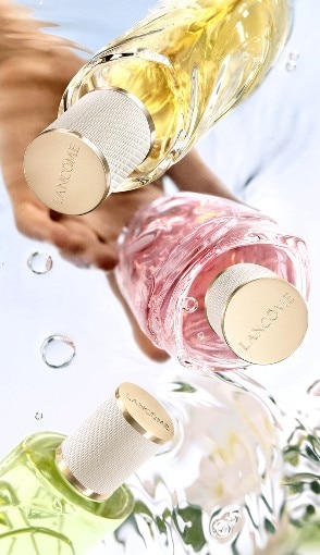 Flakony parfémů Lancôme Les Ô, svěží a lehké vůně v elegantním skleněném provedení.