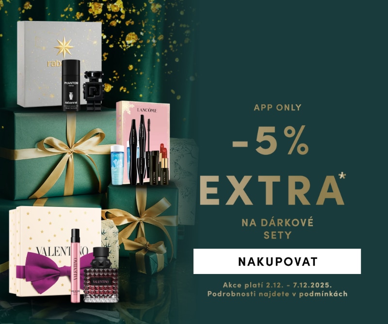 Extra sleva 5 % na dárkové sety v aplikaci – luxusní kosmetické balíčky Rabanne, Lancôme, Valentino, akce online.