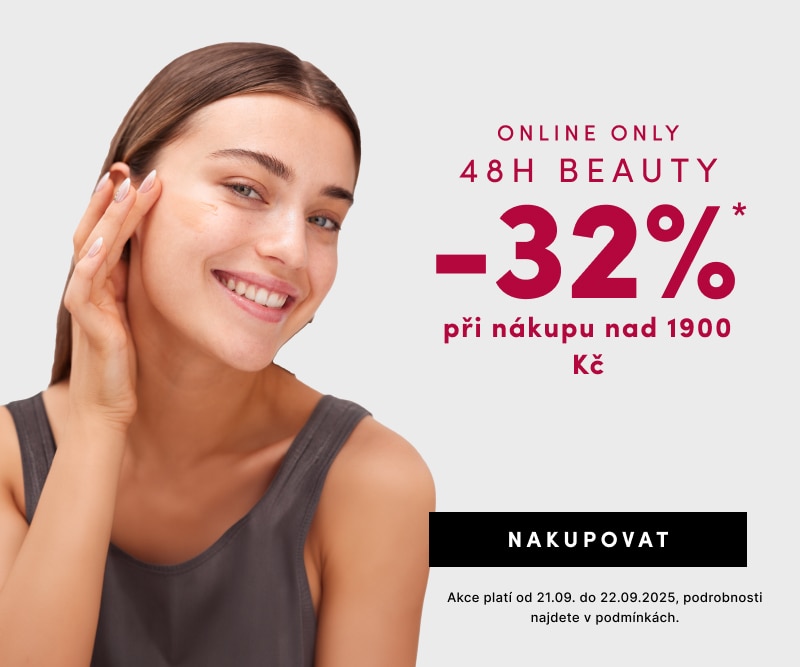 Online výprodej krásy na 48 hodin – sleva 32 % při nákupu nad 1900 Kč, platí od 21. do 22. září 2025. Nakupujte nyní