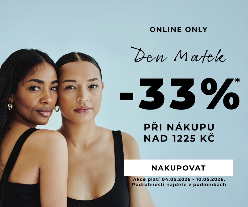Dvě osoby v černých tílkách při online promo akci –33 % na vybrané produkty při nákupu nad 49 €.