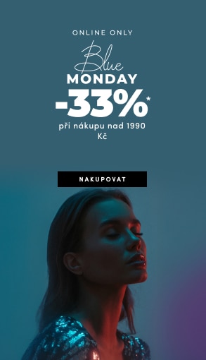 Blue Monday banner se slevou 33 % při nákupu nad 1990 Kč, dostupné pouze online.