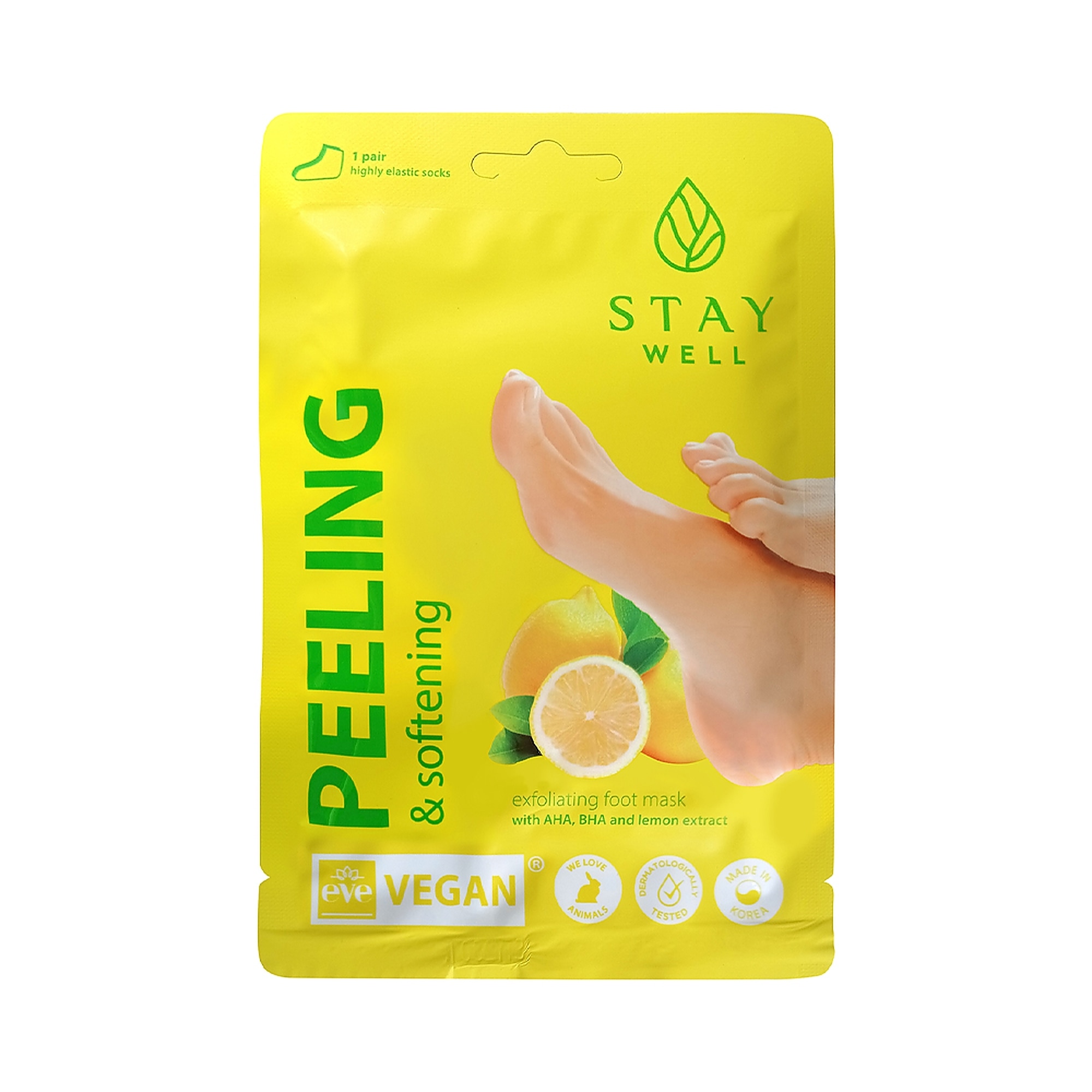 1 KS STAY WELL PEELING SOFTENING FOOT MASK Maska na paty 1 of 1 Maska na paty
