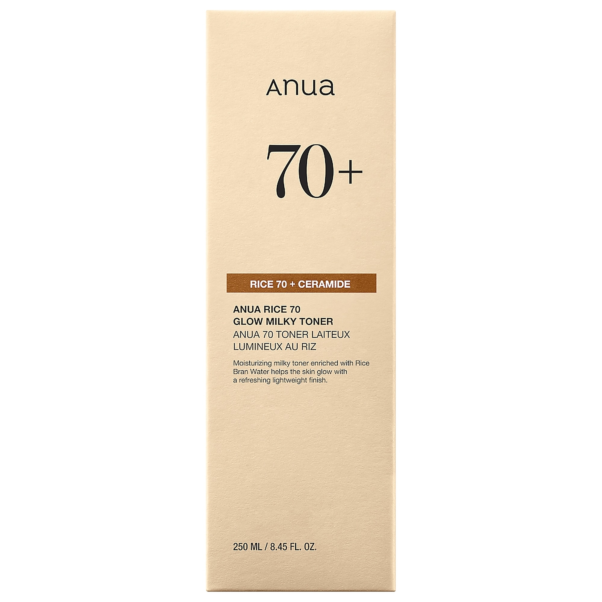 250 ML ANUA RICE 70 GLOW MILKY TONER Hydratační pleťové tonikum 1 of 3