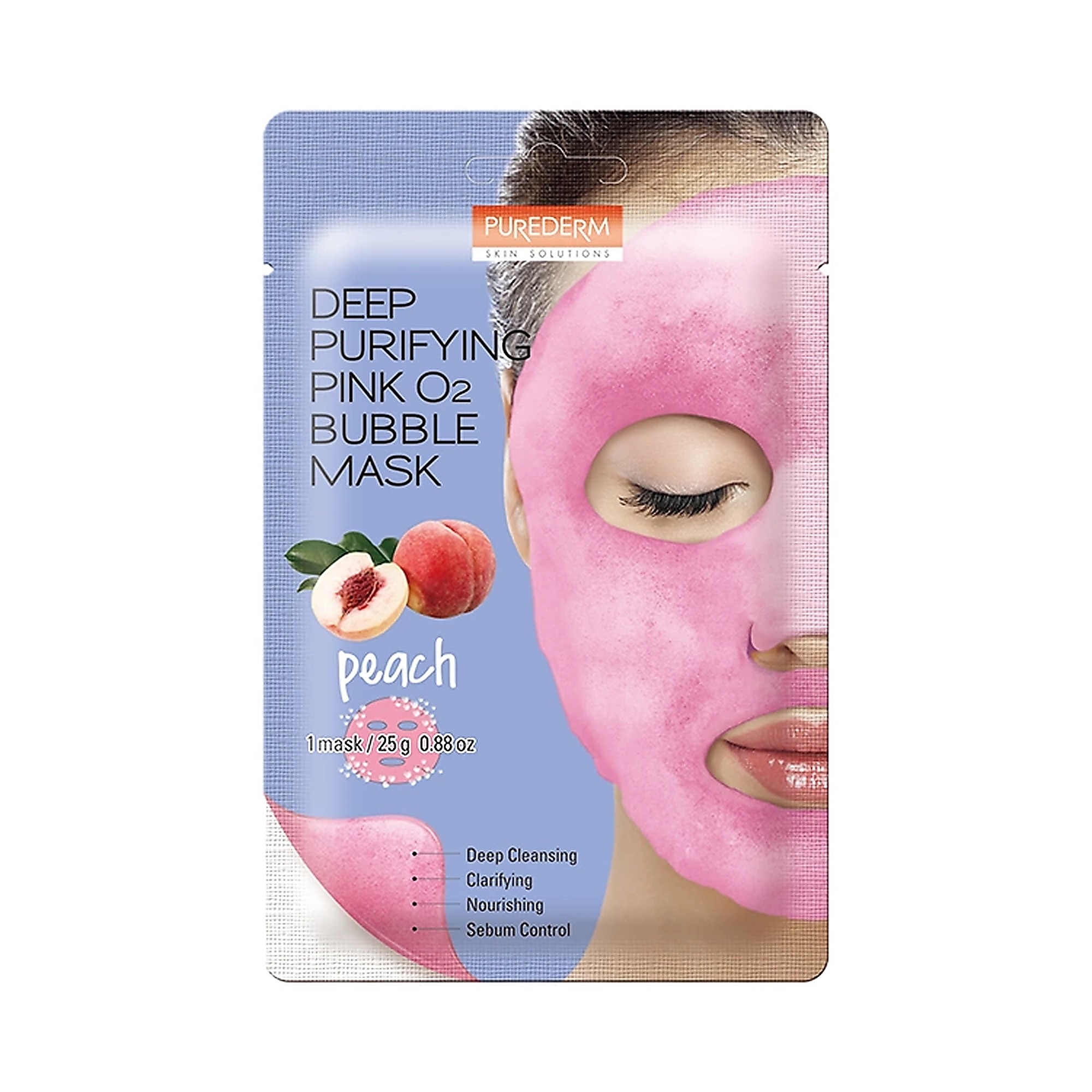 20 G PUREDERM DEEP PURIFYING BLACK O2 BUBBLE MASK PEACH Pleťová maska 1 of 1