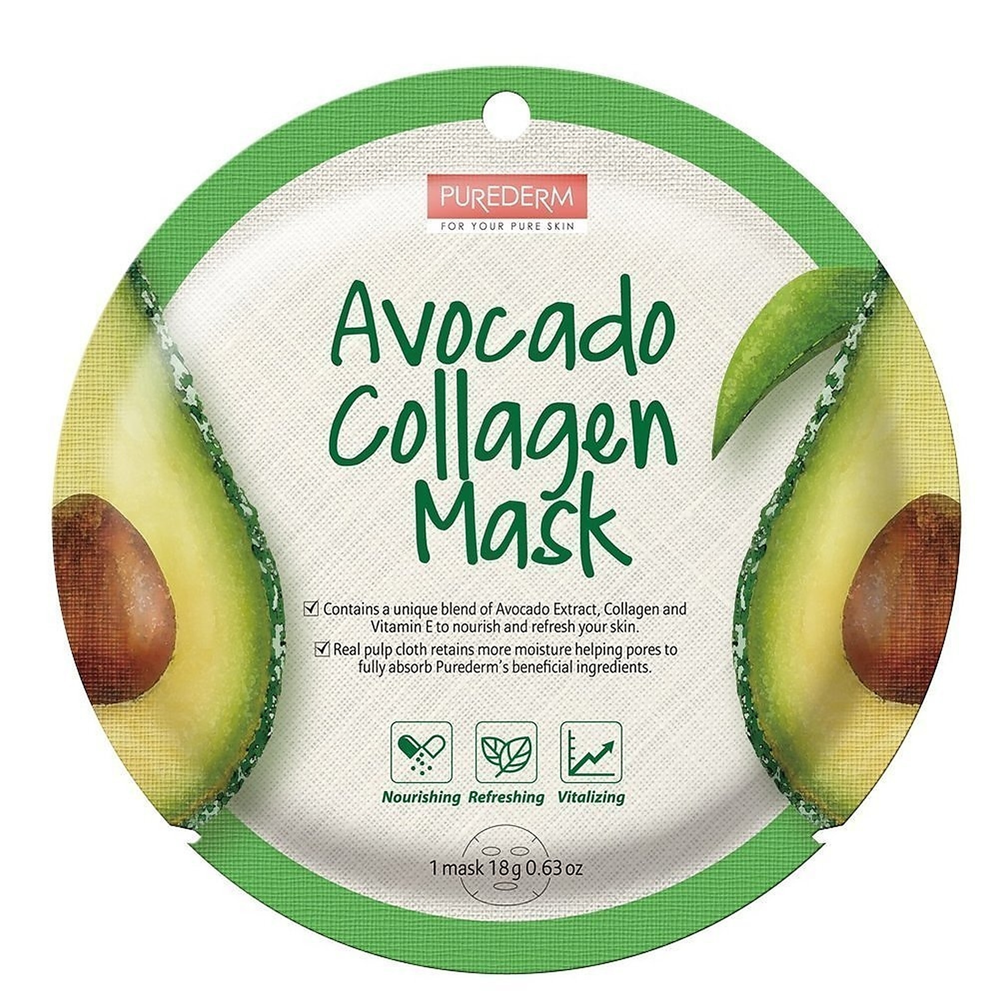 1 KS PUREDERM AVOCADO COLLAGEN MASK Kolagenová pleťová maska 1 of 1