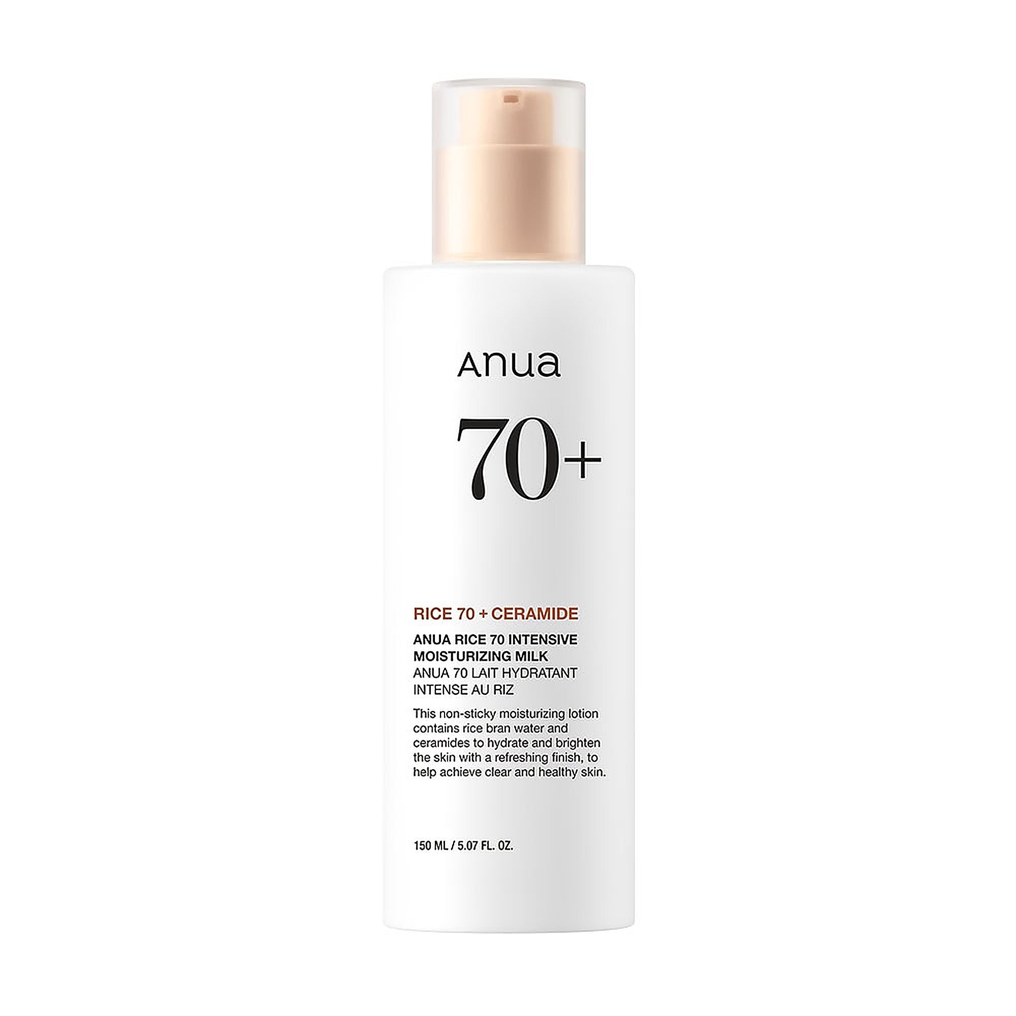 150 ML ANUA RICE 70 INTENSIVE MOISTURIZING MILK Hydratační pleťové mléko 1 of 2 Hydratační pleťové mléko