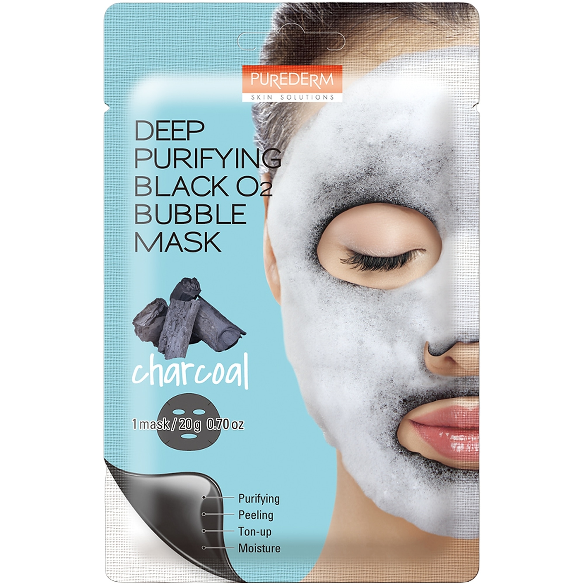 20 G PUREDERM DEEP PURIFYING BLACK O2 BUBBLE MASK CHARCOAL Pleťová maska 1 of 1