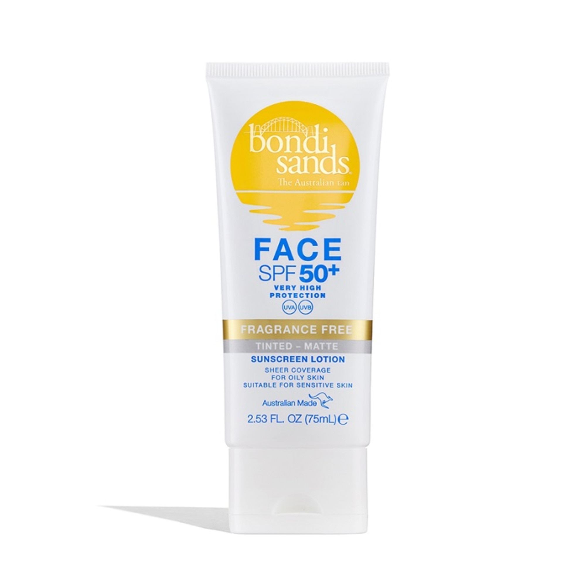 75 ML Bondi Sands FRAGRANCE FREE MATTE TINTED FACE LOTION SPF50+ Matující tónovací pleťový krém s SPF 50+ bez parfemace 1 of 2