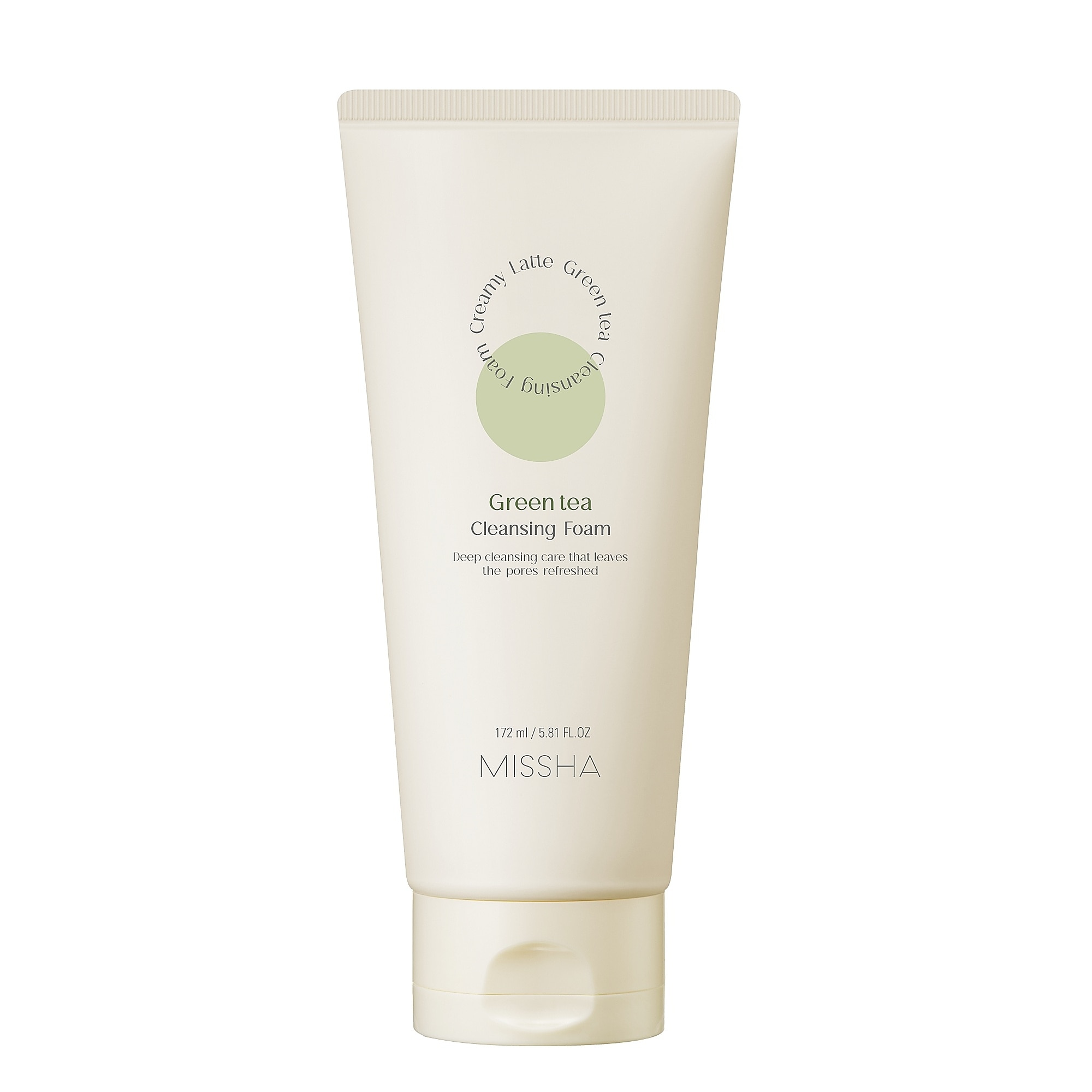 172 ML MISSHA CREAMY LATTE CLEANSING FOAM GREEN TEA Krémová čistící pěna 1 of 1 Krémová čistící pěna
