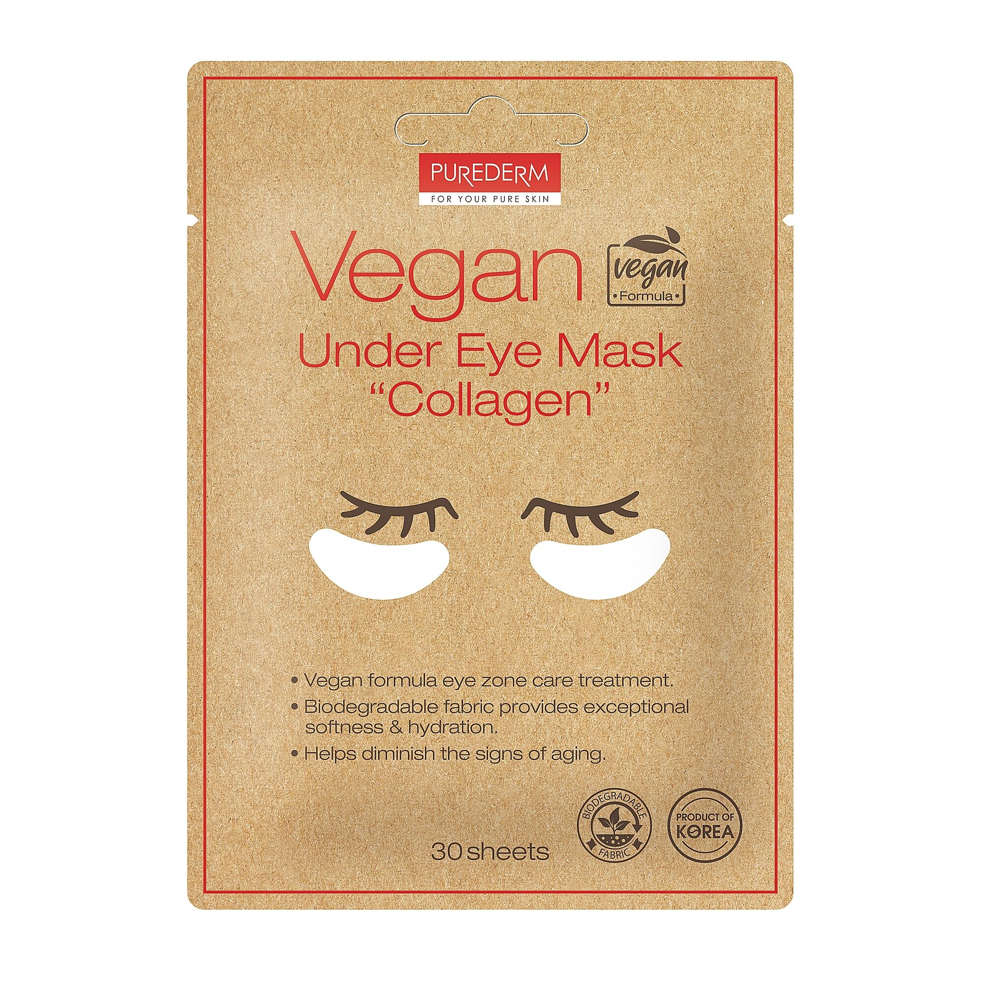 30 KS PUREDERM VEGAN COLLAGEN EYE MASK Veganská pleťová maska 1 of 1 Veganská pleťová maska