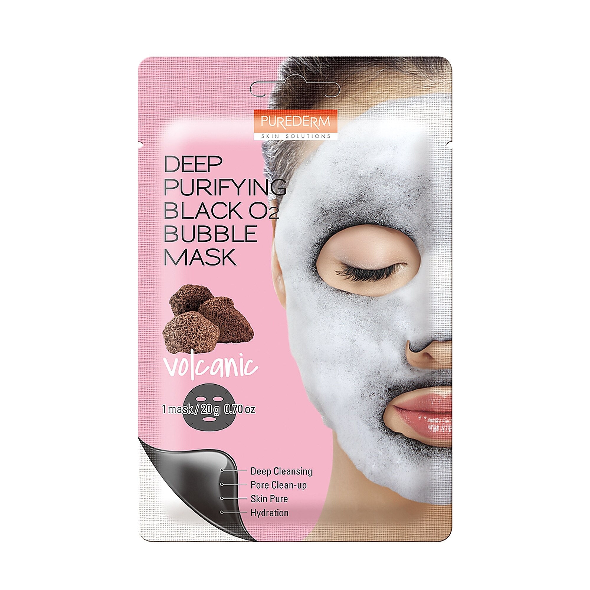 20 G PUREDERM DEEP PURIFYING BLACK O2 BUBBLE MASK VOLCANIC Pleťová maska 1 of 1